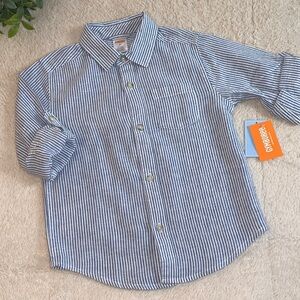 NWT Gymboree Blue & White Pinstripe Button Down Shirt 5T Rolled Sleeves